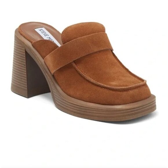 Steve Madden Fraim Brown Suede Heeled Closed Toe Loafer Size 9.5 - Picture 1 of 12